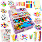YCFUN 1100+ DIY Arts Craft Supplies Set for Kids with Portable 3 Layered Folding Box